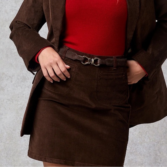 Rouje Adeline Corduroy Mini Skirt - Cafe Brown Size 36 - Picture 1 of 6